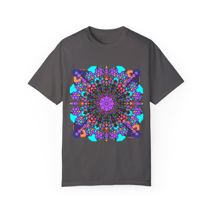 Unisex Mandala T-Shirt made from 100% Ring-Spun Cotton, hand-drawn Mandala art, garment-dyed for extra comfort