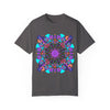 Unisex Mandala T-Shirt made from 100% Ring-Spun Cotton, hand-drawn Mandala art, garment-dyed for extra comfort