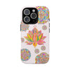 A light pink phone case featuring a beautifully detailed mandala design with a lotus flower