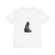 Black cat silhouette tee featuring a cozy and stylish design for cat lovers