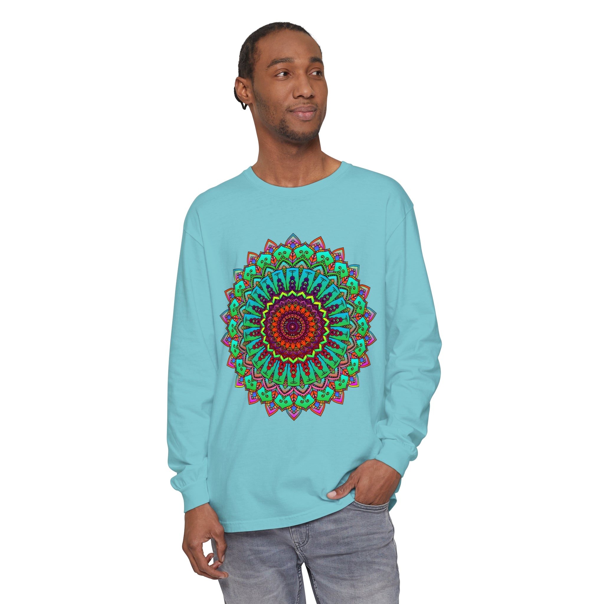 Vibrant Mandala Long Sleeve T-Shirt - Spiritual Art 52