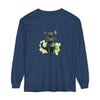 Black Cat Watercolor Long Sleeve T-Shirt in Black with vibrant design