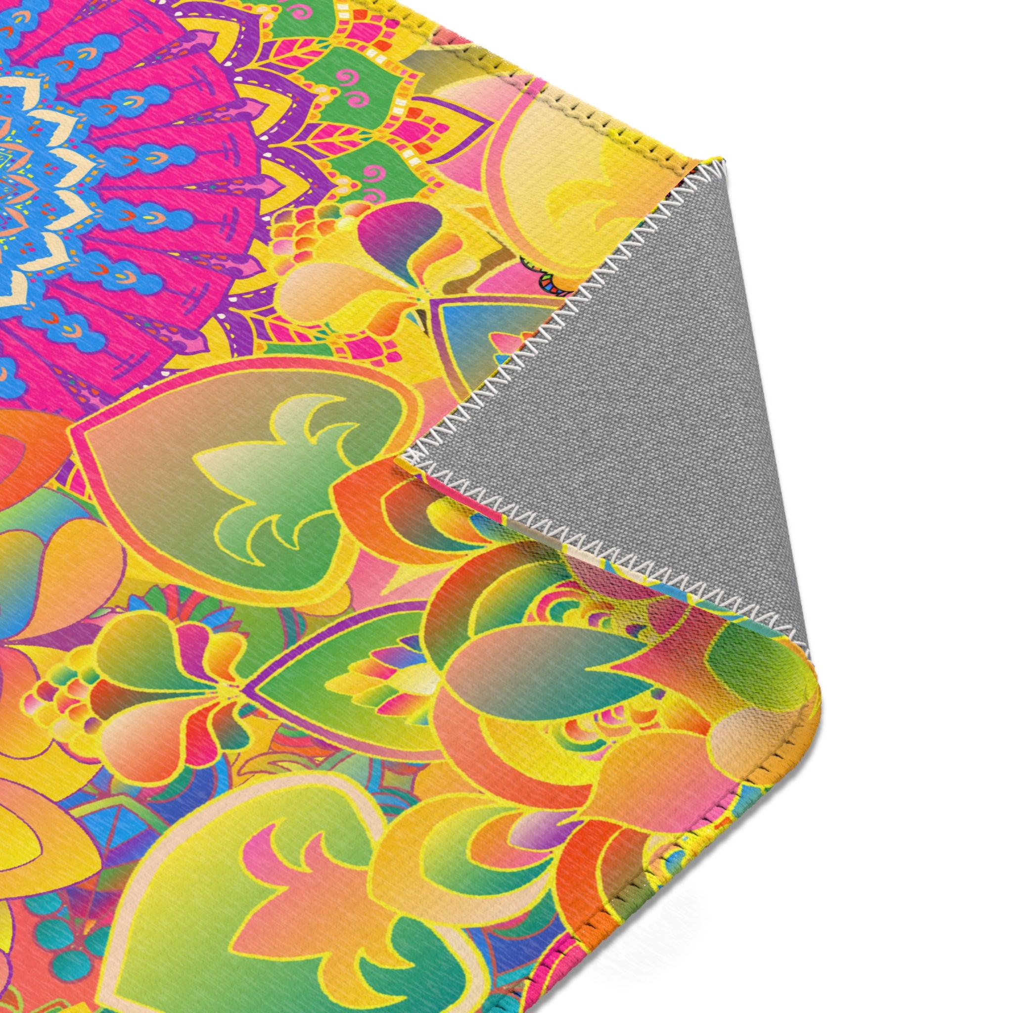 Psychedelic Floral Mandala Area Rug