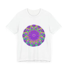 Beautiful purple and green mandala tee with intricate and detailed design