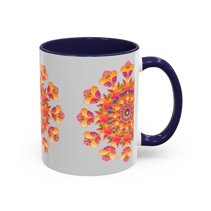 Beautiful mandala art mug with colorful floral design, perfect for enjoying your favorite hot beverages in style