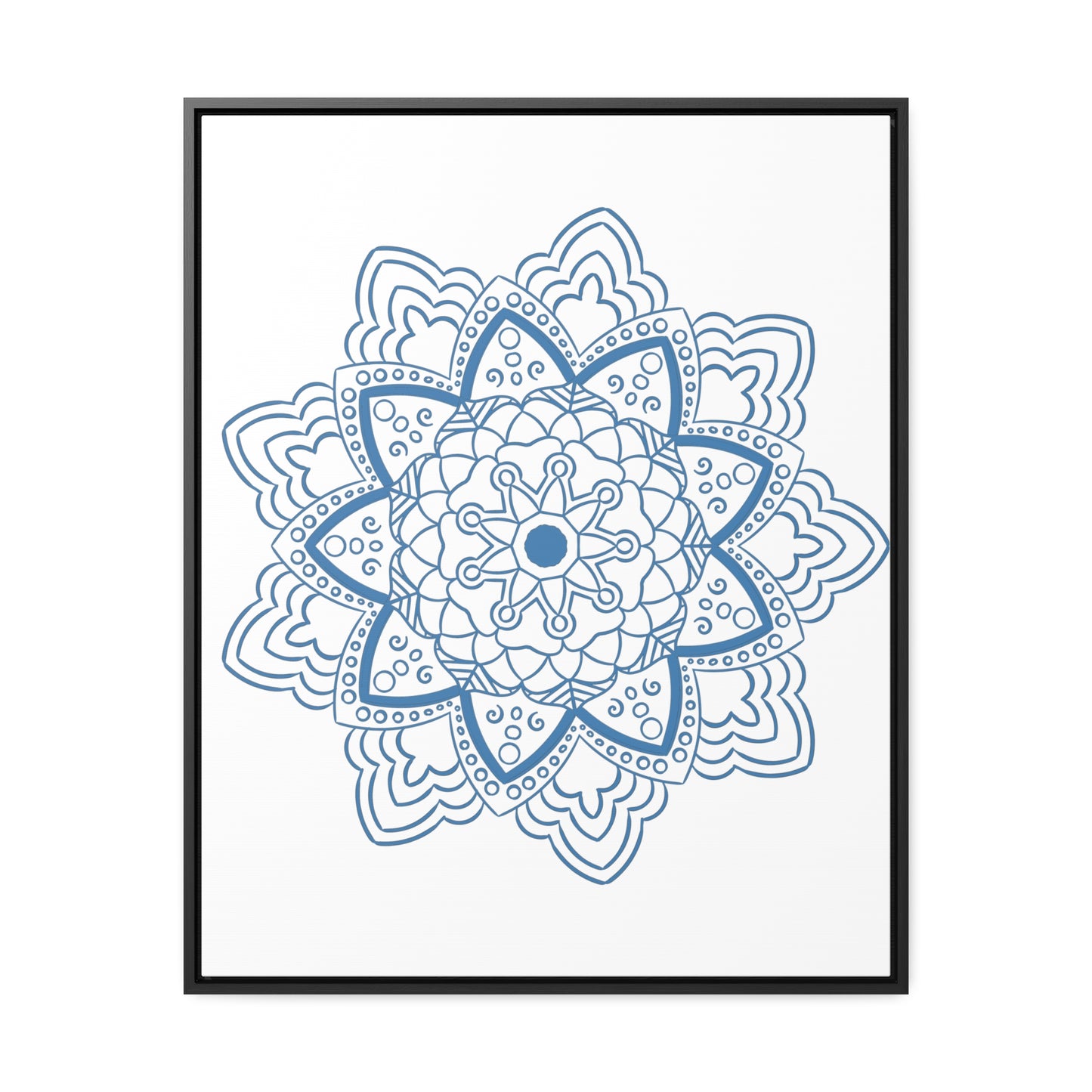 Vertical Frame Mandala Design Wall Art in Steel Blue