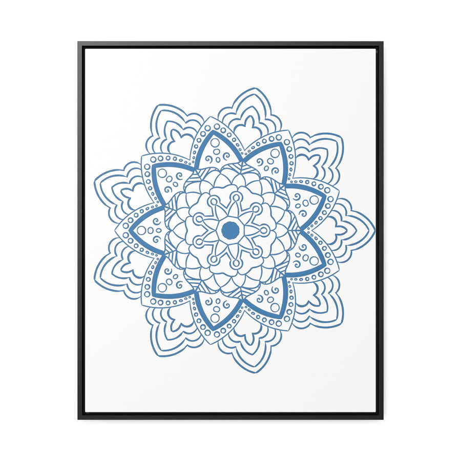 Vertical Frame Mandala Design Wall Art in Steel Blue