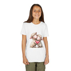 Jugend-T-Shirt – Cartoon-Schafe, die ein Herz umarmen, süßes und schönes Design 