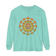 Vibrant Mandala Long Sleeve T-Shirt featuring colorful and intricate artistic design