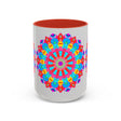 Vibrant Mandala Mug with colorful petals and peaceful design