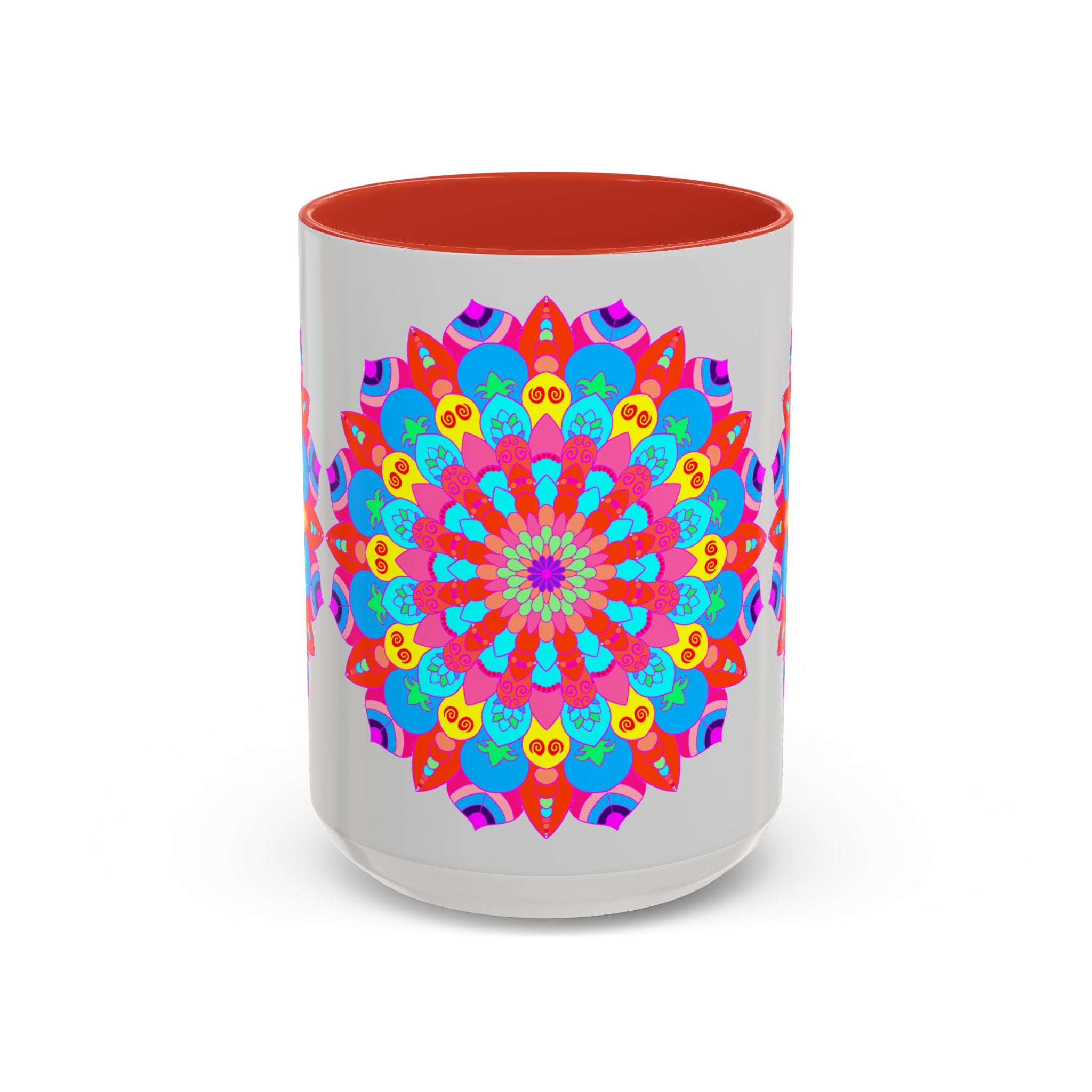 Vibrant Mandala Mug with colorful petals and peaceful design