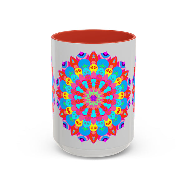 Vibrant Mandala Mug with colorful petals and peaceful design