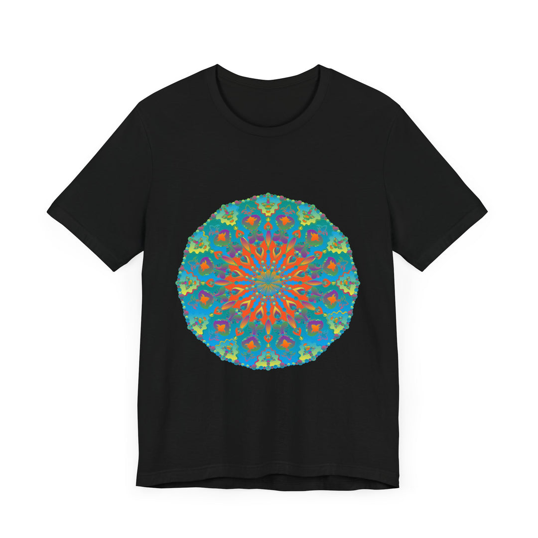 Vibrant and intricate Rainbow Mandala Tee featuring a colorful and detailed design