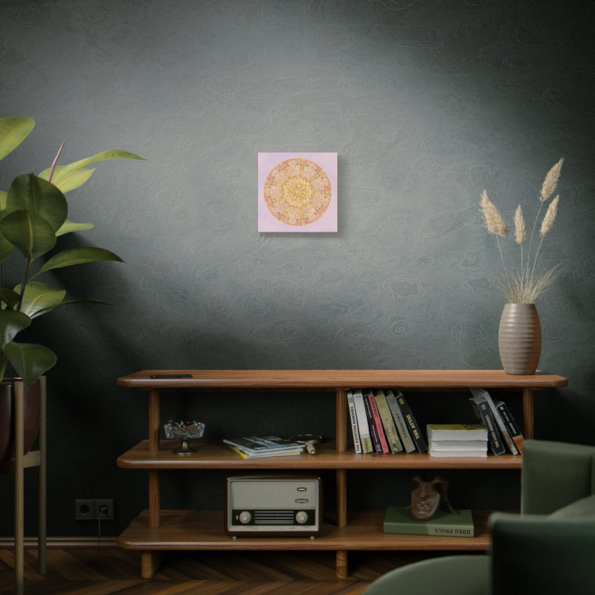 Pink and Gold Mandala Matte Canvas Wall Art