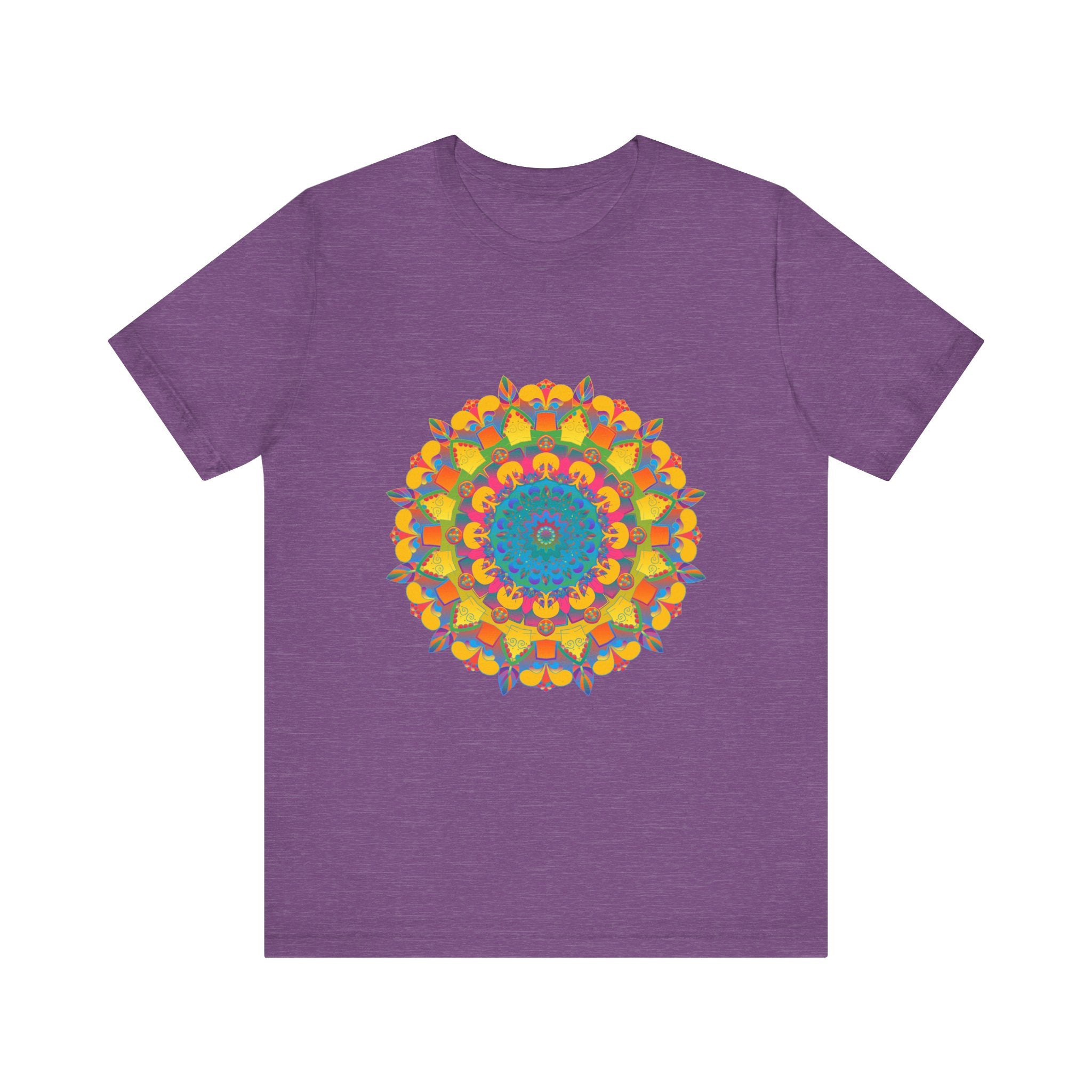 Vibrant Mandala Tee showcasing a colorful and intricate geometric design for a unique and eye-catching fashion statement