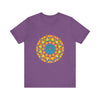 Vibrant Mandala Tee showcasing a colorful and intricate geometric design for a unique and eye-catching fashion statement