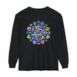 Colorful and intricate mandala design long sleeve t-shirt in vibrant hues