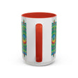 A vibrant and intricate mandala art mug with a colorful floral design