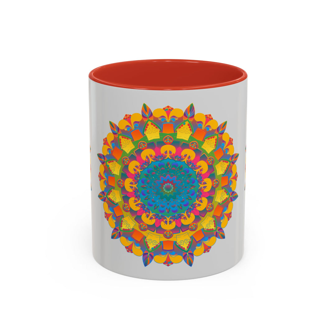 Beautiful and vibrant mandala art mug featuring a colorful floral design