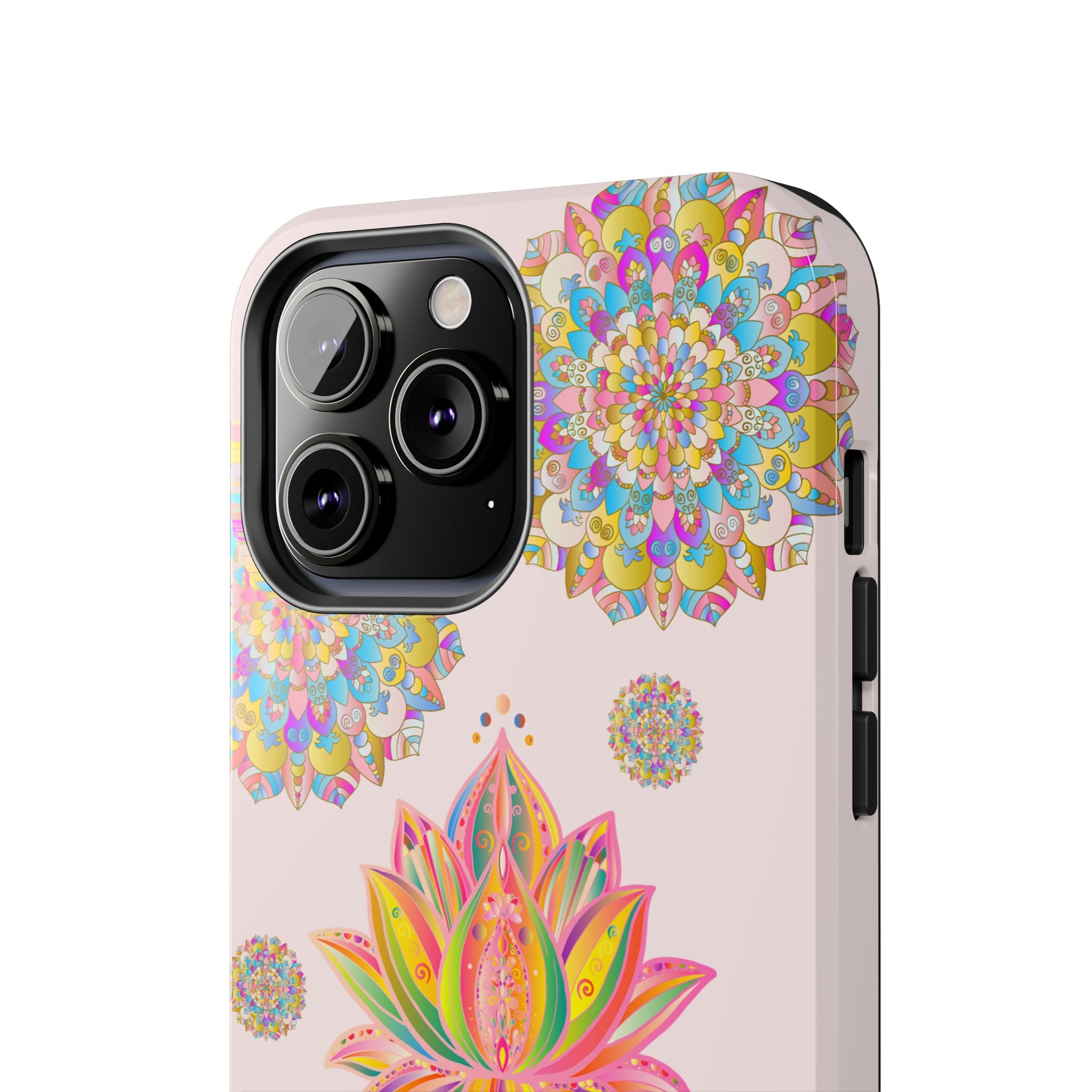 Light pink lotus flower mandala design phone case for stylish protection