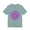 Beautiful purple and gold mandala tee with intricate spiritual art design