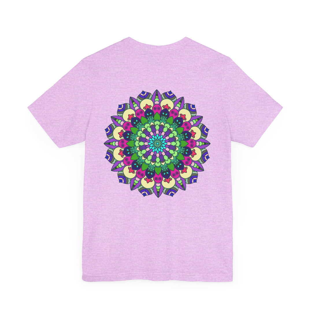 Beautiful purple mandala tee featuring intricate spiritual design for peace and harmony