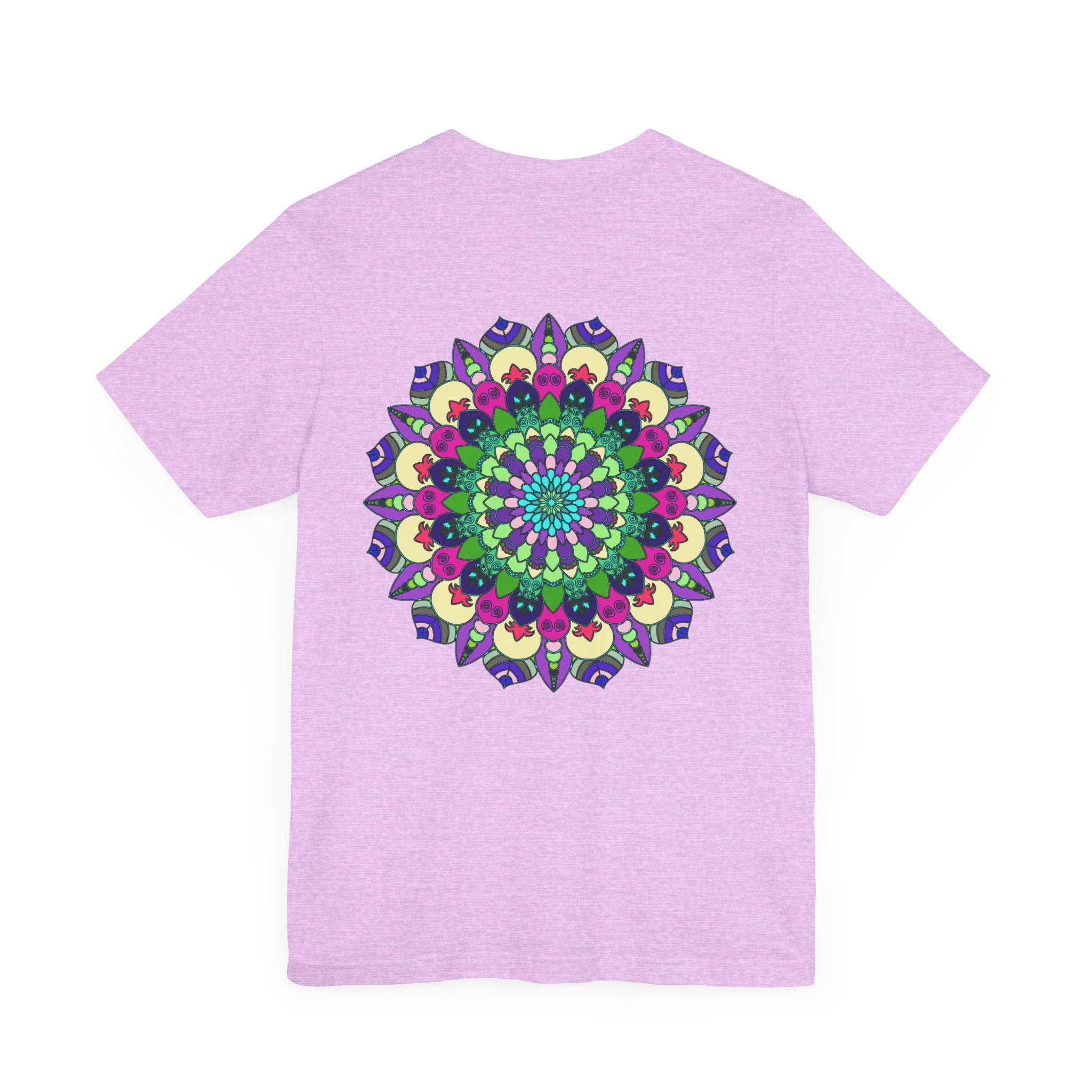 Beautiful purple mandala tee featuring intricate spiritual design for peace and harmony