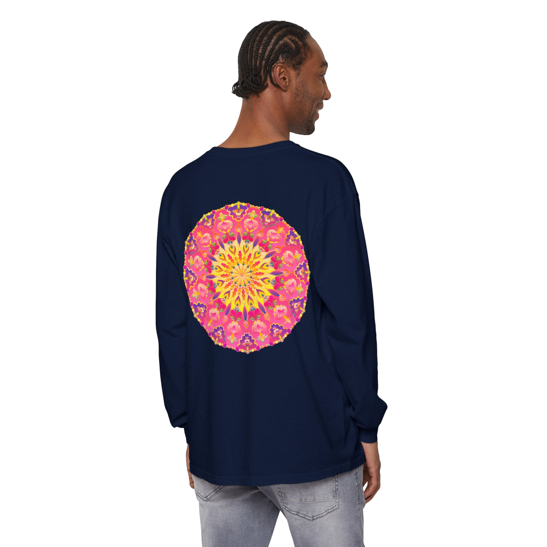 Colorful and intricate mandala design long sleeve unisex t-shirt for all genders