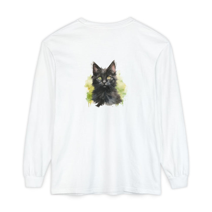 Black Kitten Watercolor Long Sleeve Tee