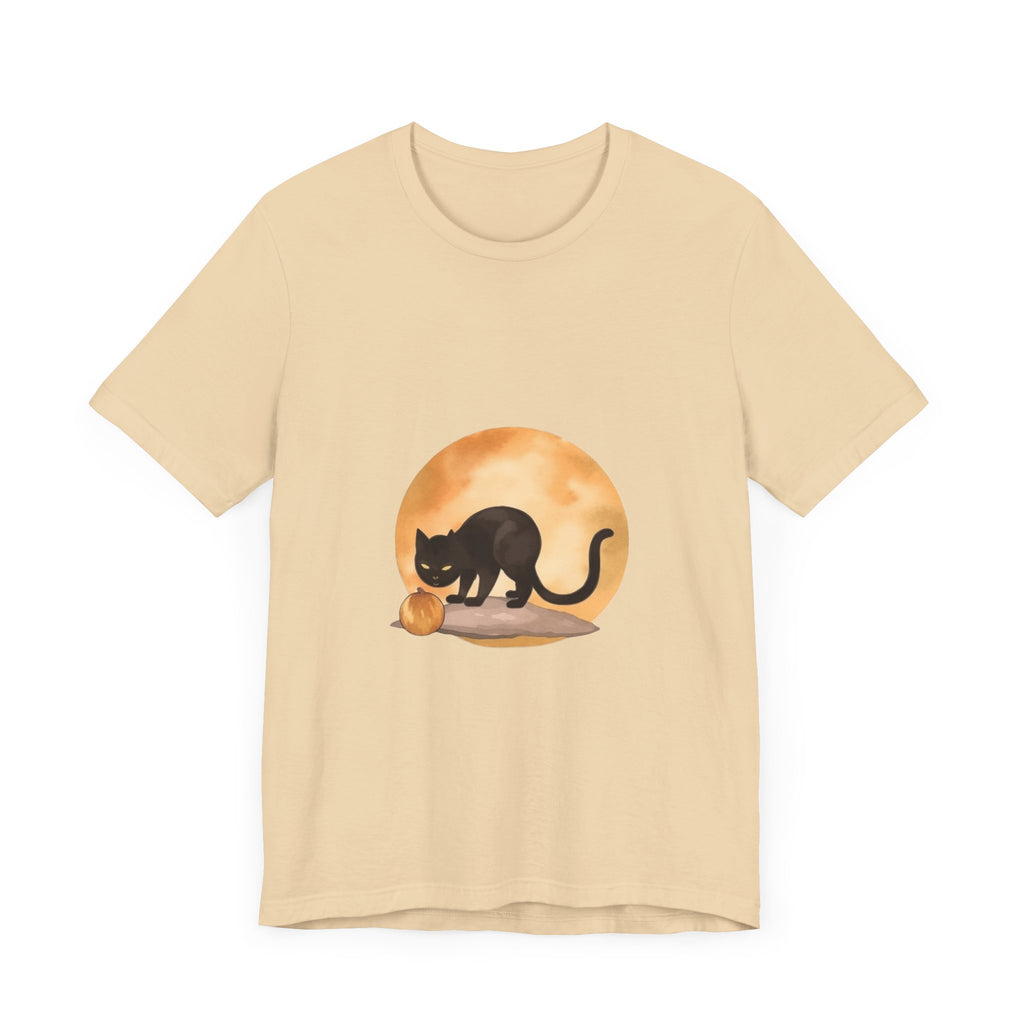 Black Cat & Moon Halloween T-Shirt with Trick-or-Treat Fun