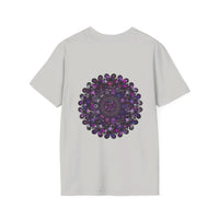 Colorful and intricate handmade mandala art design on softstyle t-shirt