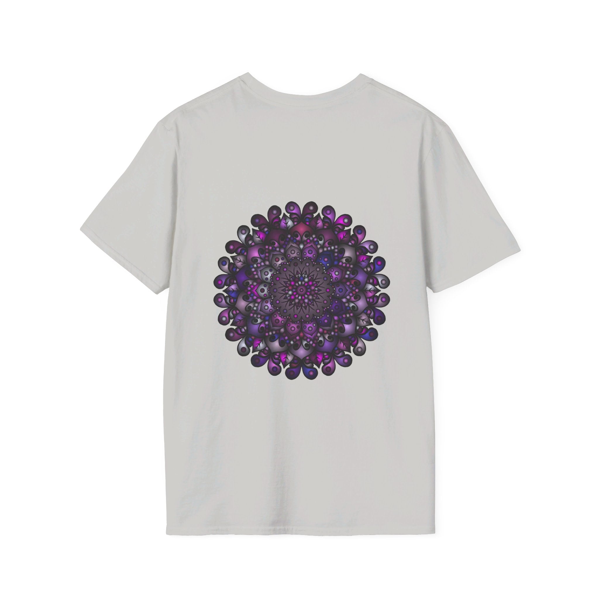 Colorful and intricate handmade mandala art design on softstyle t-shirt