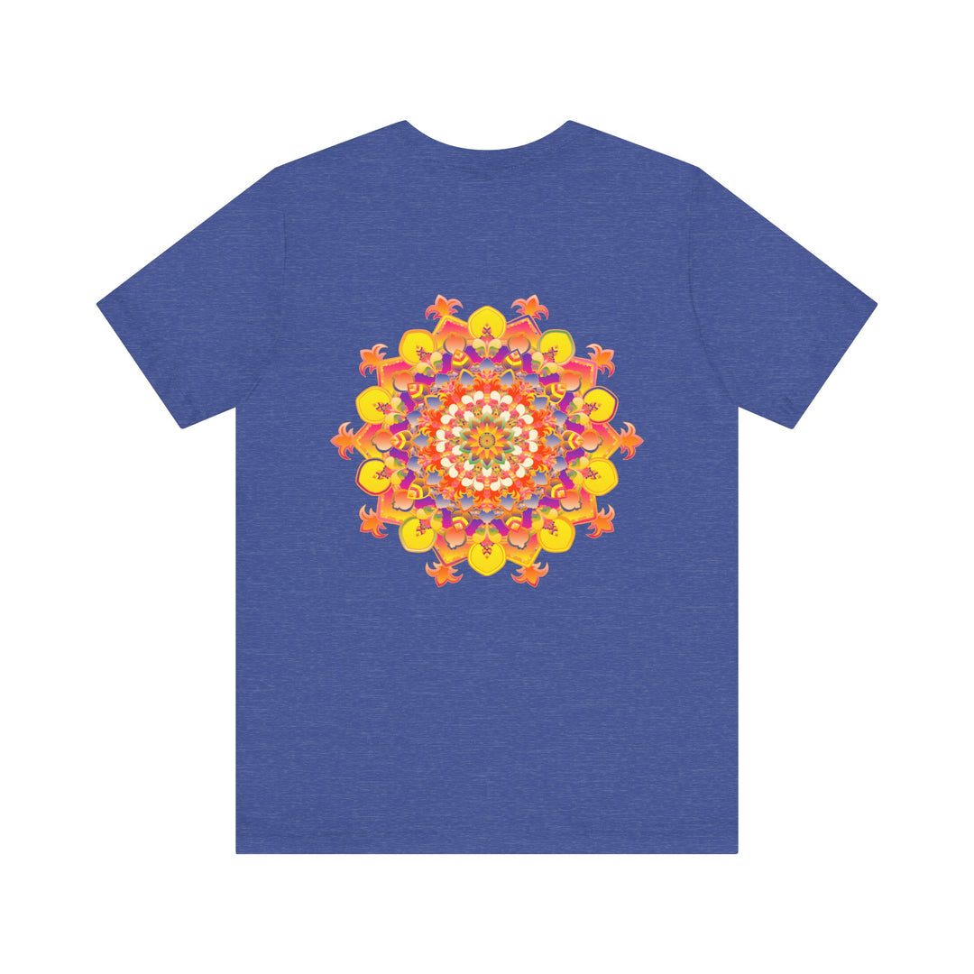 The front view of the Vibrant Mandala Tee, featuring a striking mandala design for inner reflection and balance