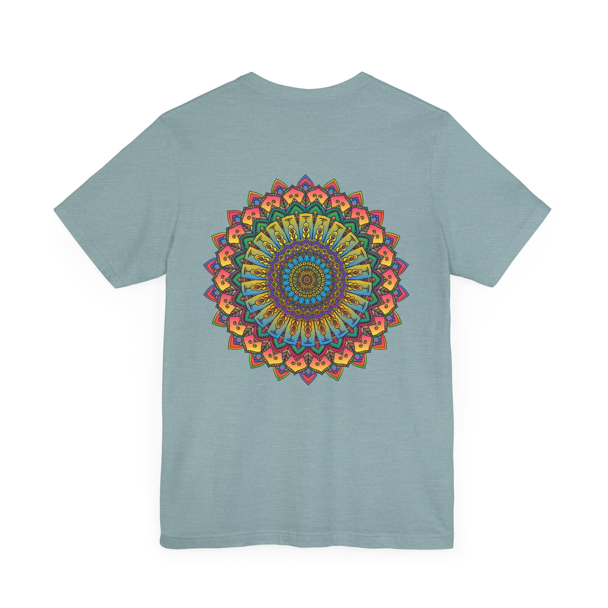 Vibrant Mandala Tee - Spiritual Peace & Harmony: A colorful, intricately designed t-shirt featuring a mandala pattern, symbolizing inner peace and harmony