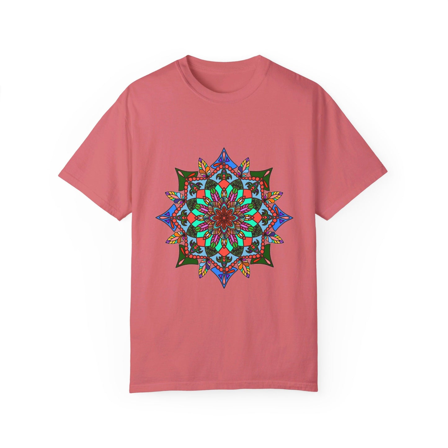 Unisex Mandala T-Shirt featuring intricate hand-drawn mandala art, made with 100% ring-spun cotton and garment-dyed for extra comfort