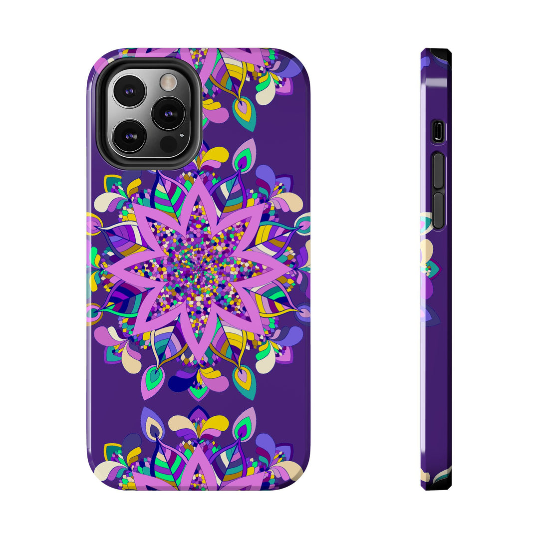 Hand-drawn purple mandala art phone case for iPhone X/XS