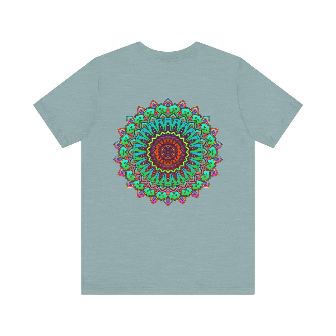 Vibrant Mandala Tee featuring a colorful, intricate design representing spiritual peace and harmony, perfect for meditation and mindfulness practice