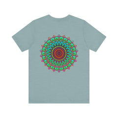 Vibrant Mandala Tee featuring a colorful, intricate design representing spiritual peace and harmony, perfect for meditation and mindfulness practice