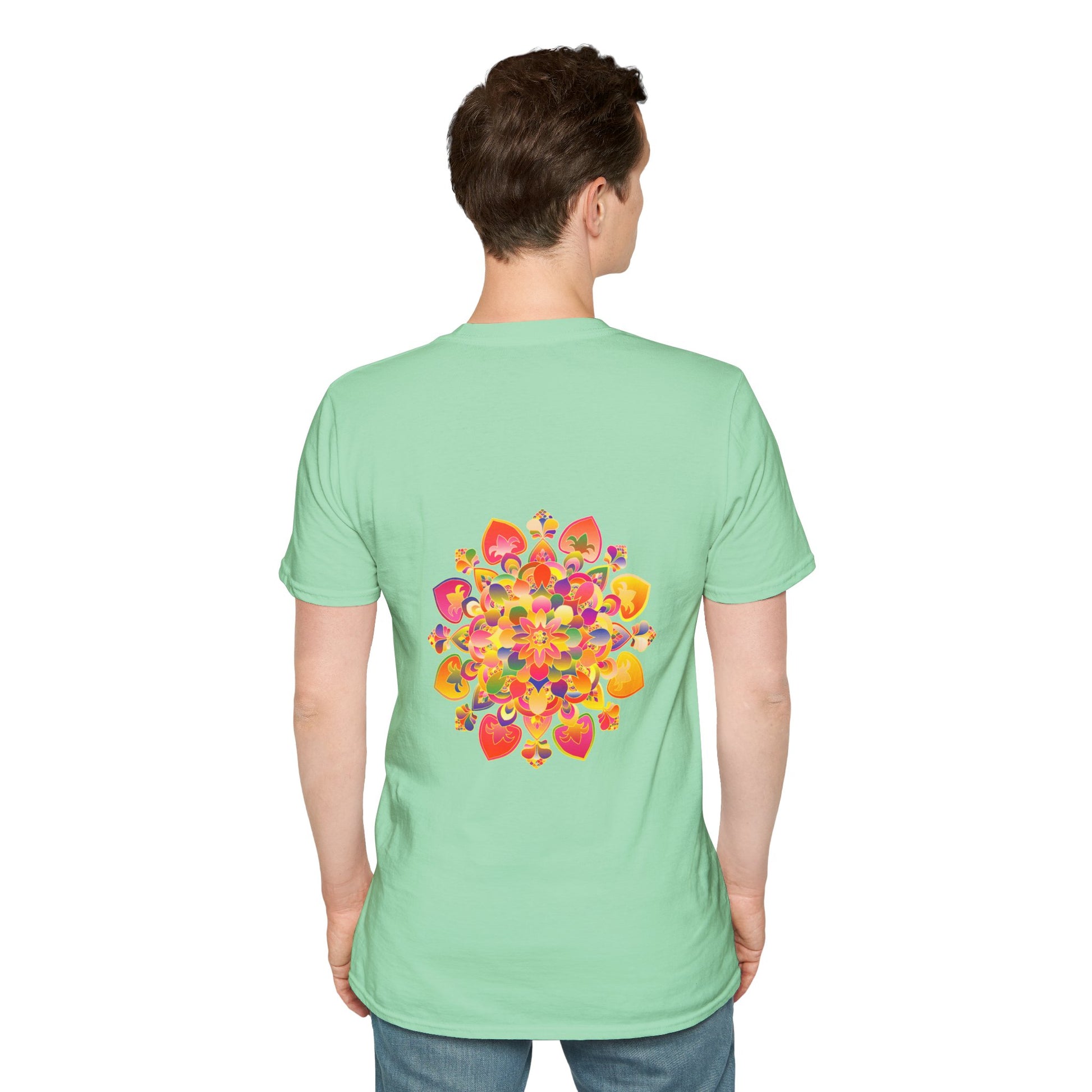 Lotus Mandala Unisex T-Shirt featuring a hand-drawn unique design by Blululi, perfect for both men and women