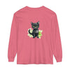 Black Cat Watercolor Long Sleeve T-Shirt with vibrant watercolor design