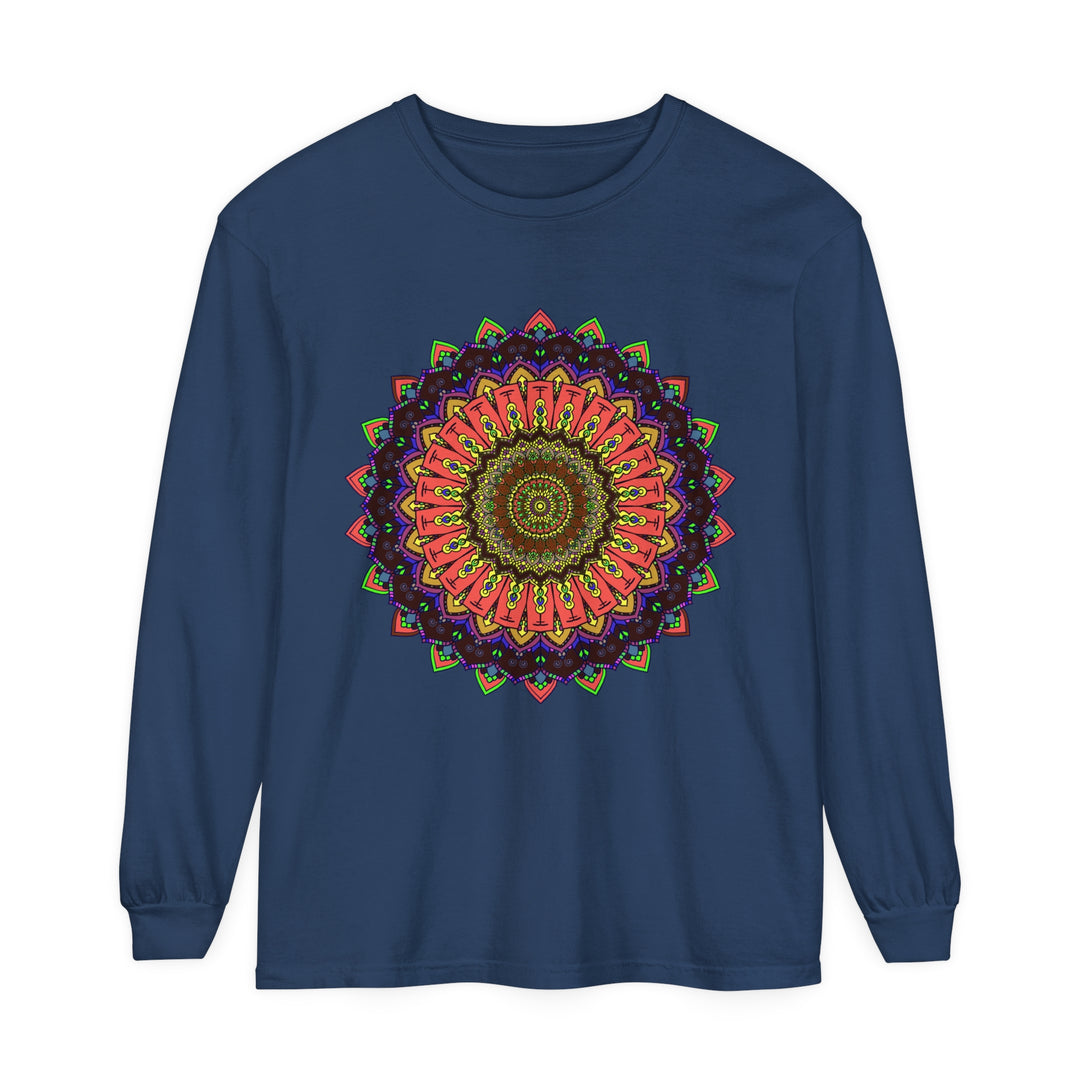 Intricate Mandala Long Sleeve T-Shirt - Colorful Design featuring intricate and vibrant mandala patterns in a long sleeve shirt