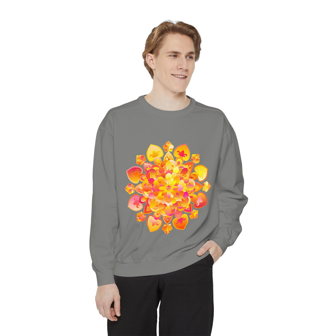 A cozy and comfortable sweatshirt featuring a beautiful mandala design, perfect for yoga, meditation, and promoting peace and tranquility