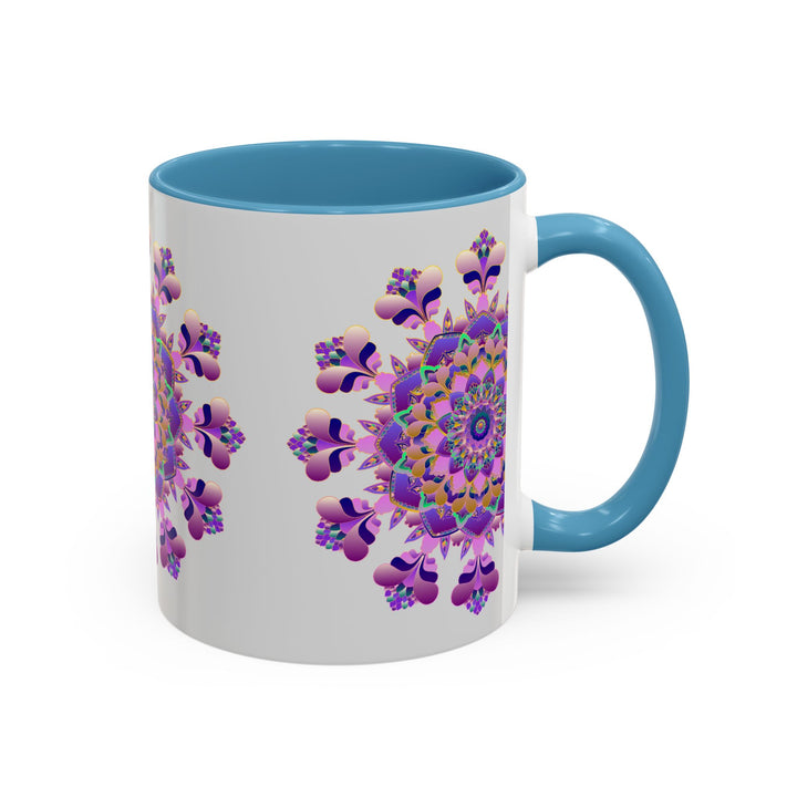 Beautiful purple and pink floral mandala design ceramic mug for sale