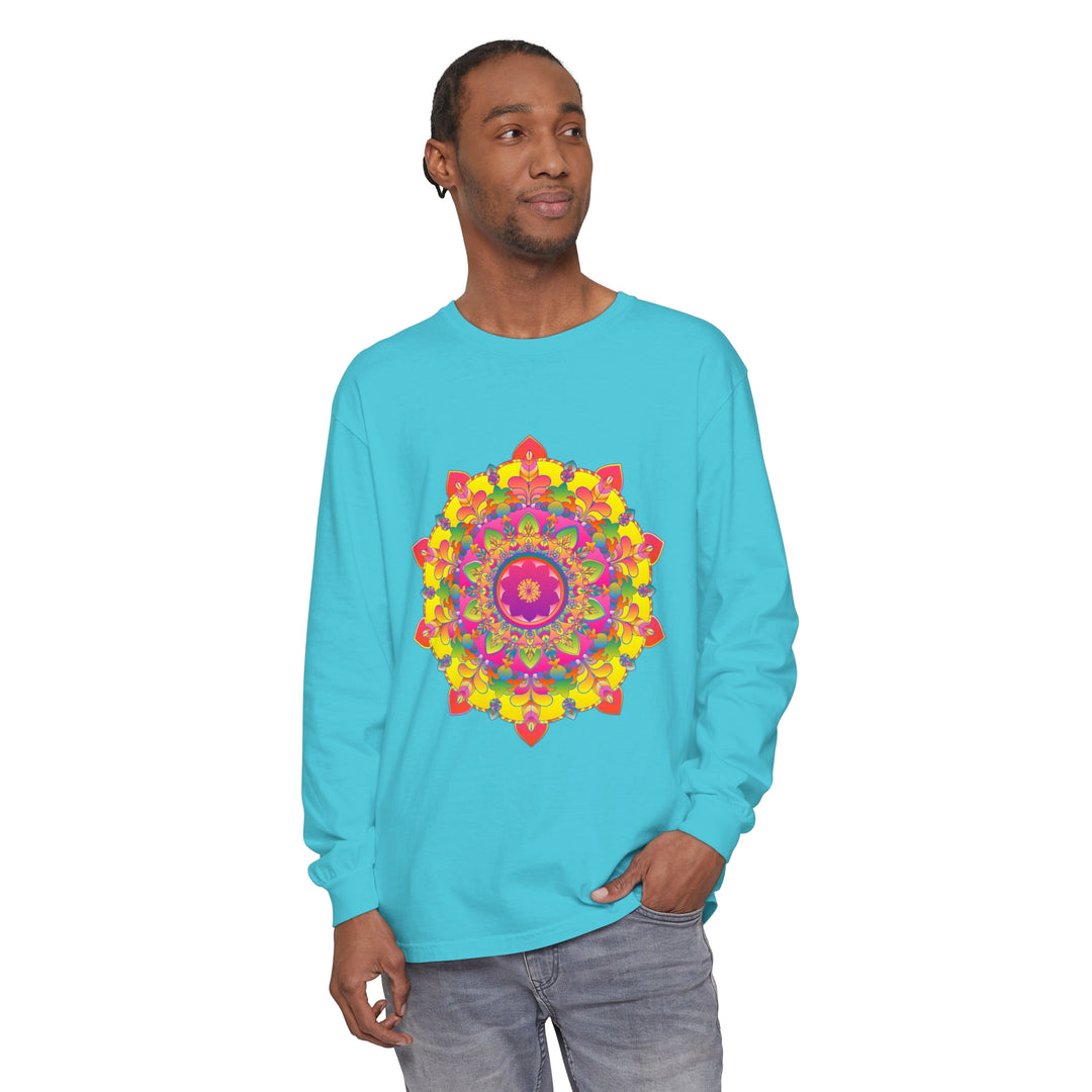 Colorful and intricate mandala design long sleeve t-shirt for women