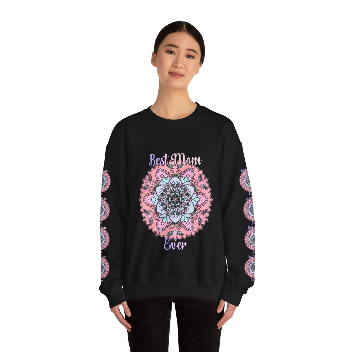 Felpa con stampa Mandala intricata "La mamma migliore di sempre"
