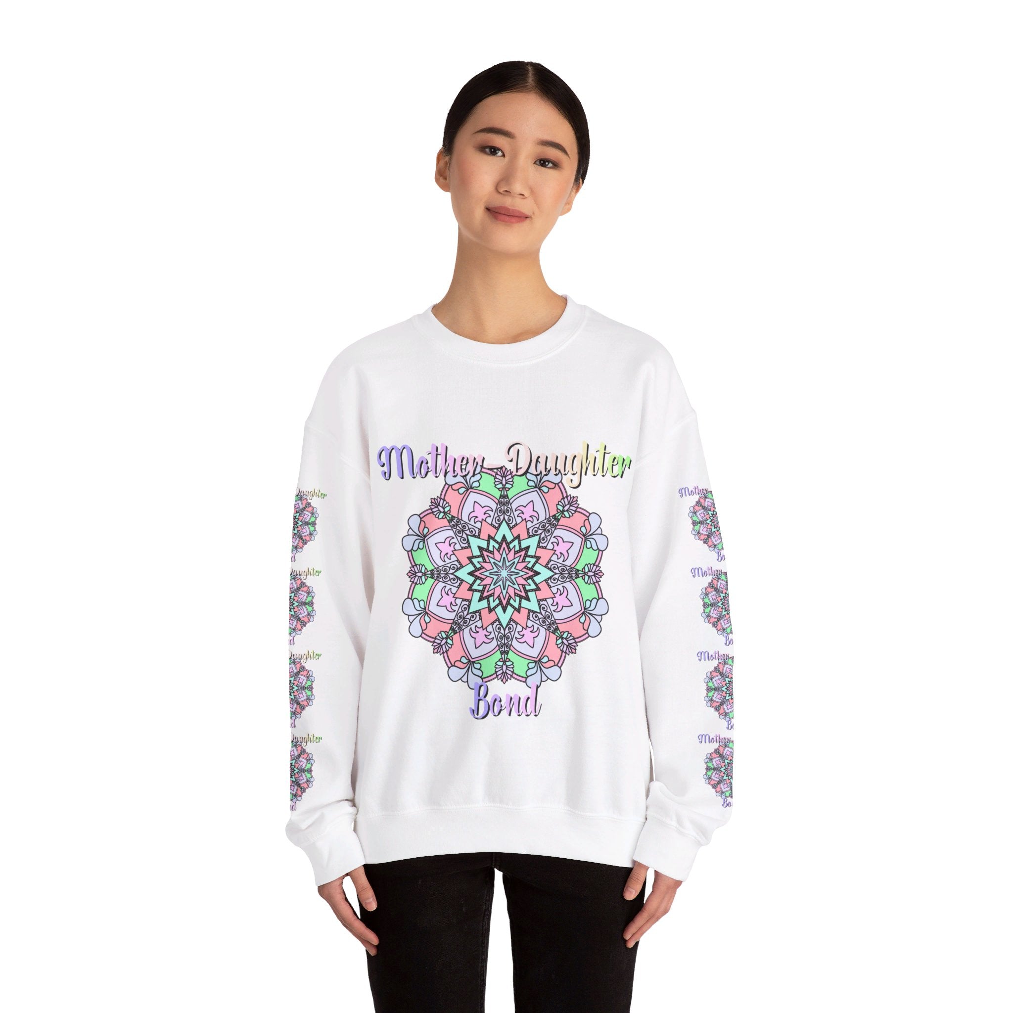 Cozy unisex crewneck sweatshirt featuring 'Mother-Daughter Bond' design, perfect birthday gift for mom