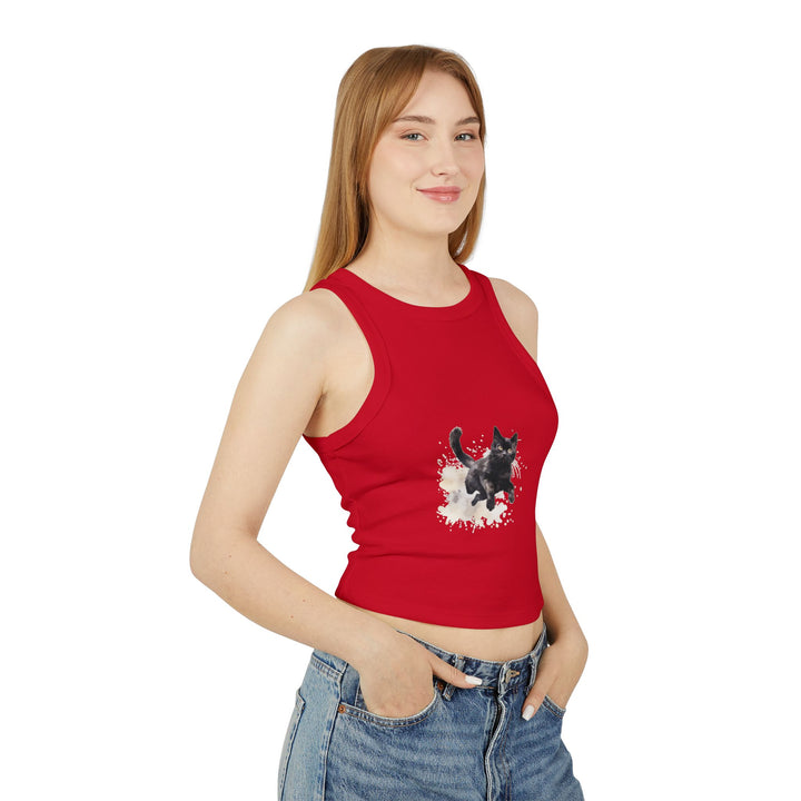 Chic and stylish Black Cat Watercolor Splash Racer Tank Top