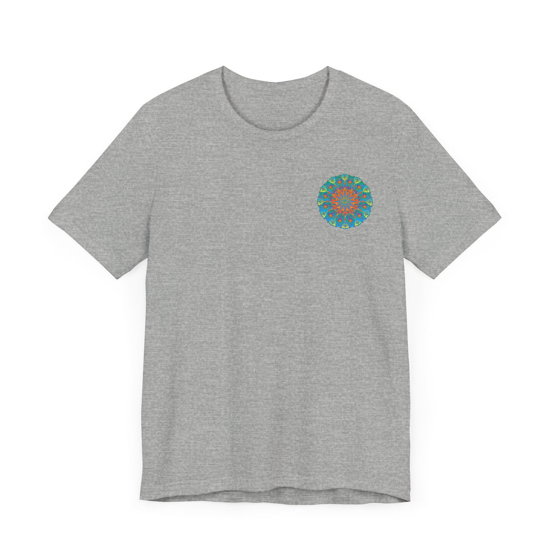 Close up of a Mandala Tee with intricate spiritual design representing peace and harmony, perfect for meditation and yoga practices