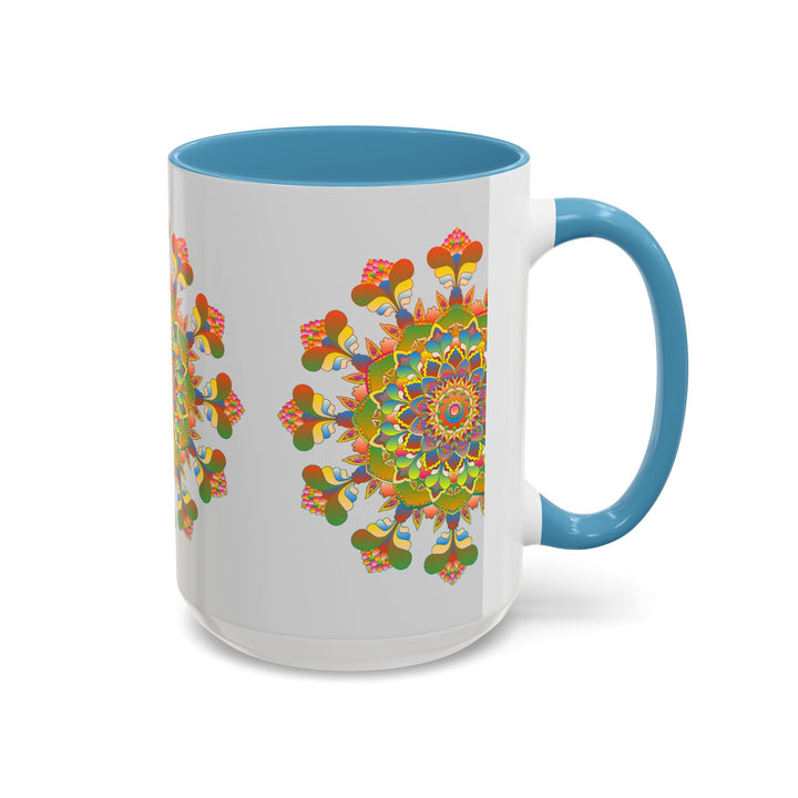 Beautiful ceramic mug with intricate mandala design in vibrant colors