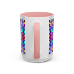 Vibrant and intricate mandala art mug with colorful symmetrical design
